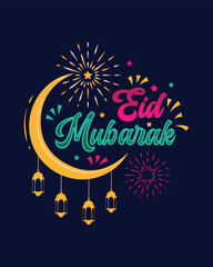 Happy Eid Mubarak typography t shirt template