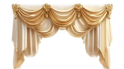 Golden realistic luxury curtain isolated on a transparent background