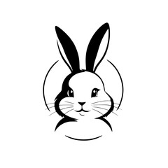Adorable Rabbit: A Charming Black and White Vector Illustration of a Bunny