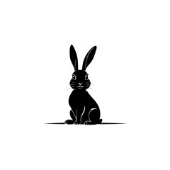 Elegant Black Rabbit Silhouette: A Captivating Vector Graphic Design