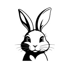 Adorable Black and White Rabbit Illustration - Cute Bunny Vector Graphic