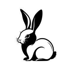 Elegant Black and White Rabbit Silhouette: A Stunning Vector Graphic