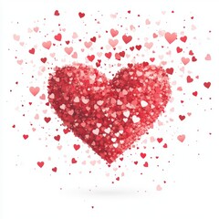 A vibrant heart made of colorful confetti.