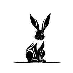 Elegant Black and White Rabbit Silhouette: A Stylish Vector Graphic