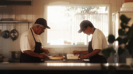 Elderly Immigrant Teaching Cooking Traditional Dish