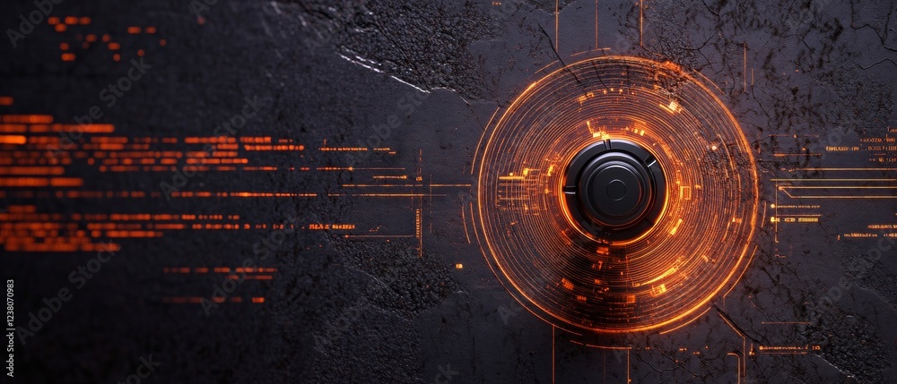 Poster Cybersecurity Aesthetic Interactive Virtual Command Center with Digital Threat Indicators on Textured Surface - Advanced Business Intelligence and Cyber Defense Optimization