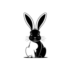 Black and White Rabbit: A Stunning Vector Illustration of a Cute Bunny. Perfect for logos, icons, and graphic design projects. Download this captivating image today!