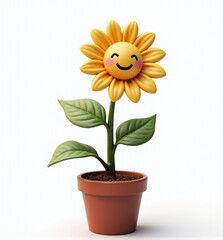 Obraz premium Playful 3D Potted Flower with Vibrant Colors, Adorable Home Decoration for Children 