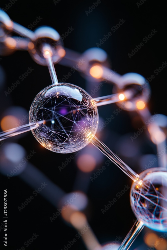 Leinwandbilder Holographic Network Node Visualization Futuristic Glass and Light for Advanced Cybersecurity Interfaces - Dynamic Tech Displays and Digital Protection Solutions