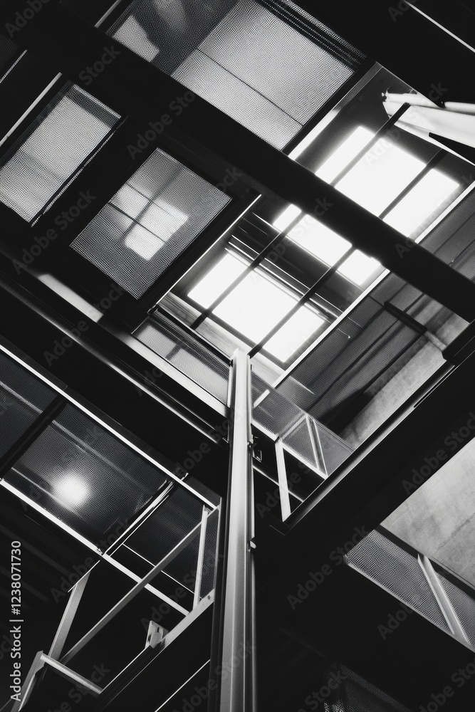 Poster Industrial Chic Data Center Cutting-Edge Network Infrastructure in Metal and Glass for Tech Innovators - Elevating Cloud Computing Efficiency in Business Environments