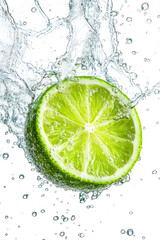 A vibrant lime slice  on transparent background