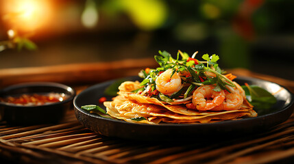Vietnamese Banh Xeo crispy rice flour pancakes