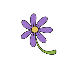 A purple flower with a stem