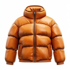 Obraz premium Puffer jacket with a high collar and insulated fabric, isolated on a clean white background