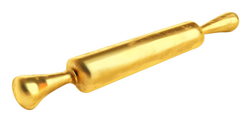 Golden rolling pin on a transparent background. isolated background.