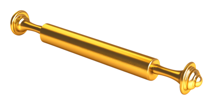 Golden rolling pin on a transparent background. isolated background.