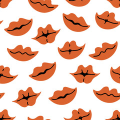 seamless pattern with lips in doodle style. Element for decoration design mail posts postcards poster print invitation background backdrop wrapping wallpaper banner textile