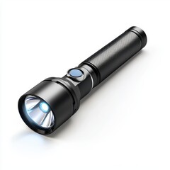 rechargeable LED flashlight with a built-in battery indicator, placed on a clean white background