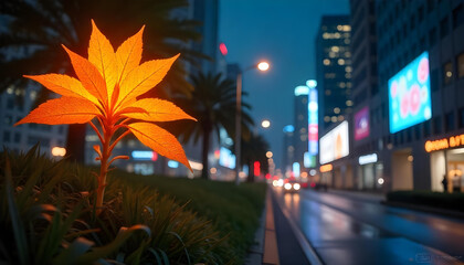 palm trees at night in dubai