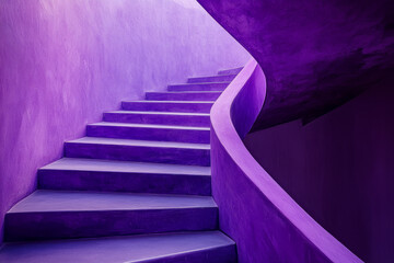 Unconventional Elegance Descending Curved Stairs in Rich Purple and Violet Hues Merging Artistry with Architectural Wonder