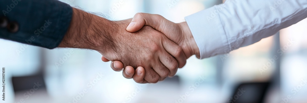 Poster collaborative office success close-up handshake in trendy workspace - enhancing team culture and eng