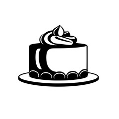 A delectable chocolate cake, adorned with creamy frosting and chocolate pearls, sits elegantly on a plate. Perfect for birthdays or any special occasion.