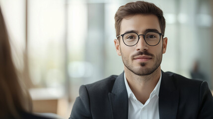 Fototapeta premium Nervous Professional at First Job Interview in Foreign Country