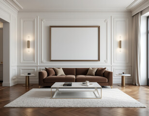 frame mockup, living room wall poster mockup, interior mockup with house background, interior design, 3D render