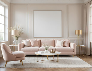 frame mockup, living room wall poster mockup, interior mockup with house background, interior design, 3D render