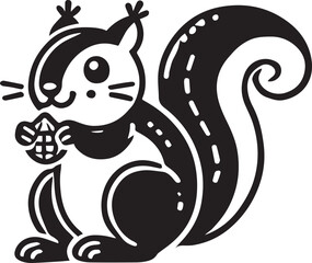 Squirrel vector in black and white
