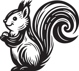 Squirrel vector in black and white
