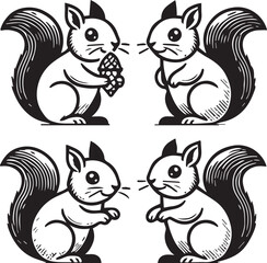 Squirrel vector in black and white