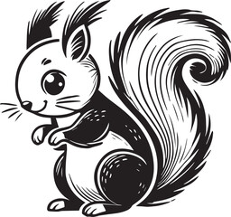Squirrel vector in black and white