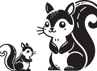 Squirrel vector in black and white