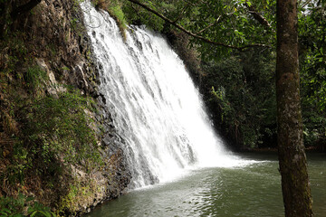 Naklejka premium Tad Moun waterfall the beautiful waterfall in Paksong, Southern Laos.