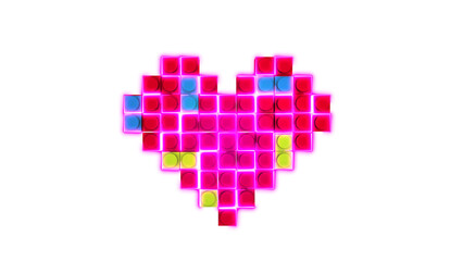 Obraz premium Heart plastic brick Colorful love and valentine's day