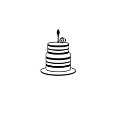 A delightful two-layered cake, perfect for birthdays or any celebration. This minimalist design is ideal for invitations, cards, or decorations, adding a touch of elegance to your special day.