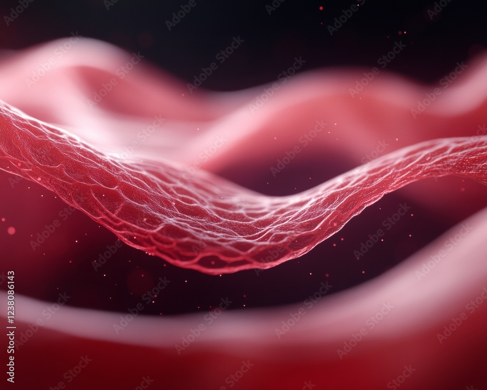 Aufkleber fluidic red biomesh digital visualization of virus cell structures for medical research and health c