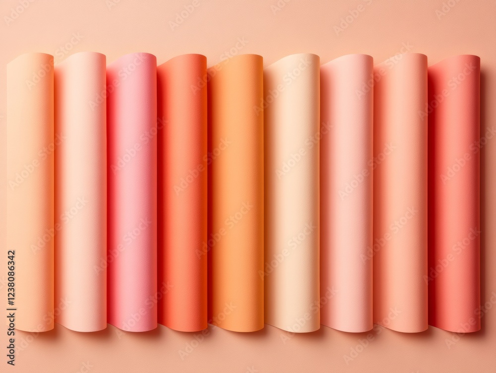 Aufkleber Gradient Color Roll Display Soft Pastel Paper Compositions for Creative Branding - Artistic Content and Engaging Visual Marketing in Modern Design
