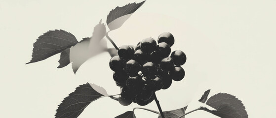 Fototapeta premium Minimalist collage showcasing berries amidst geometric shapes and floral elements
