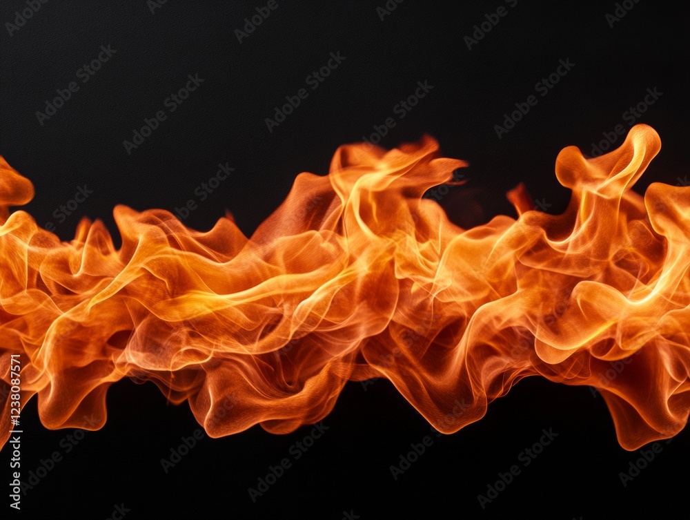 Poster dynamic flame spread vibrant ember waves with heat distortion on black - visual energy content for t