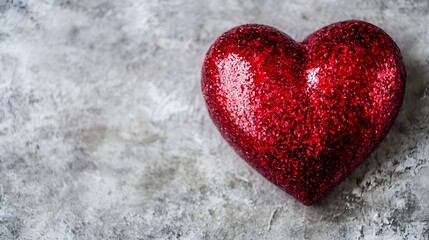 Fototapeta premium Shiny red heart shaped object on a smooth light toned background symbolizing love romance and emotional connection The glossy