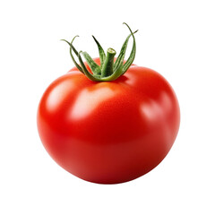Ripe Red Tomato: A close-up shot of a plump, perfectly ripe red tomato, glistening with juicy redness. The vine still attached, the tomato exudes a sense of freshness and vibrancy. 
