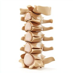 section of a spinal column with a visible herniated disc, placed on a clean white background
