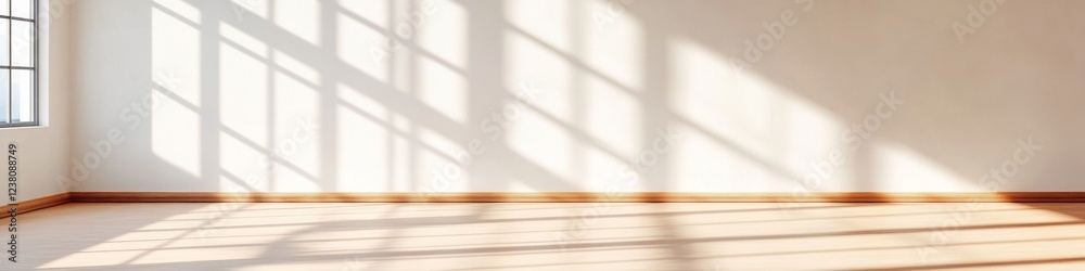 Poster minimalist architectural showcase sunlit corridors with geometric shadows in modern workspaces - enh