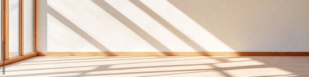 Aufkleber natural light in minimalist corridor with floor-to-ceiling windows geometric shadows for modern work