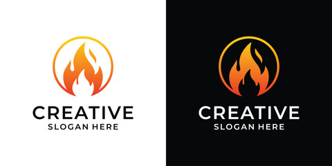 Creative Flame With Circle Logo Design Template