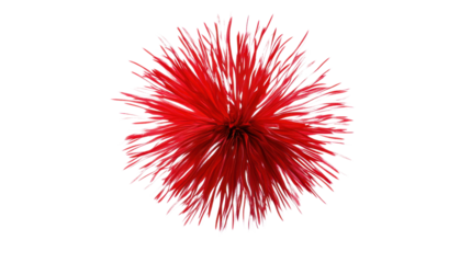 Red spiky sphere exploding on transparent background