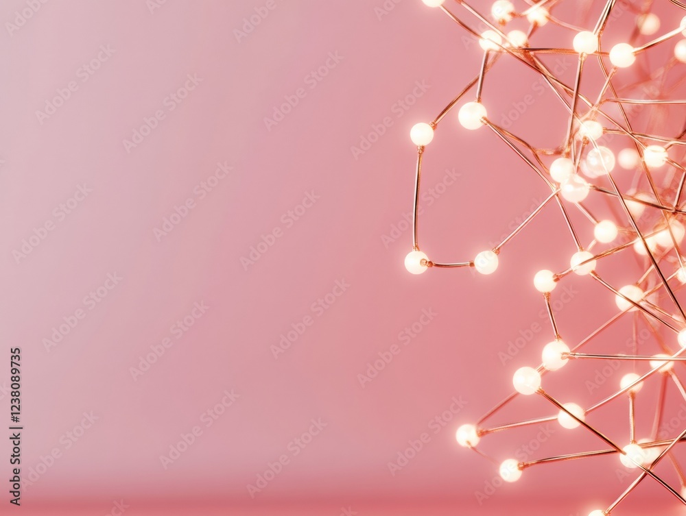 Aufkleber modern geometric illumination led light nodes on rose gold network - contemporary tech decor and sma