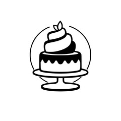 Cake Shop Logo Design: Elegant Pastry, Sweet Dessert, Bakery Whipped Cream, Chocolate Frosting, Vanilla Treat, Yummy Confectionery
